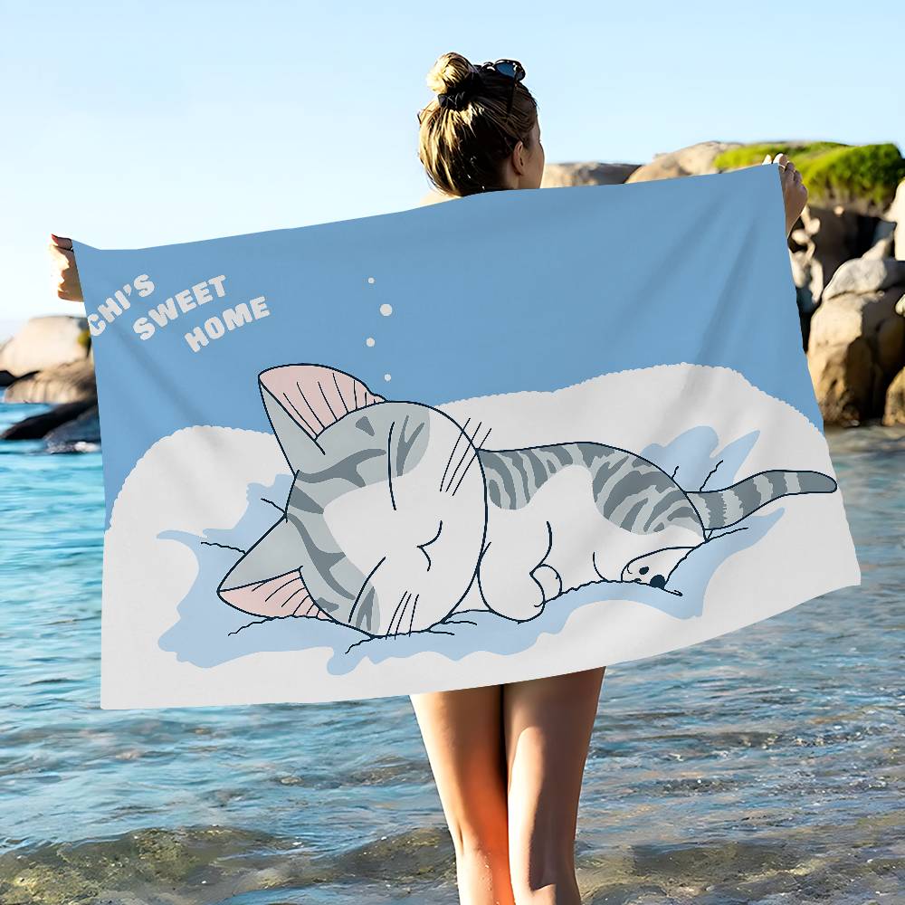 Cat Chis SweetS Home Microfiber Blanket Quick Drying Beach Towels Oversized Printing Super Absorbent Pool Towel Blanket