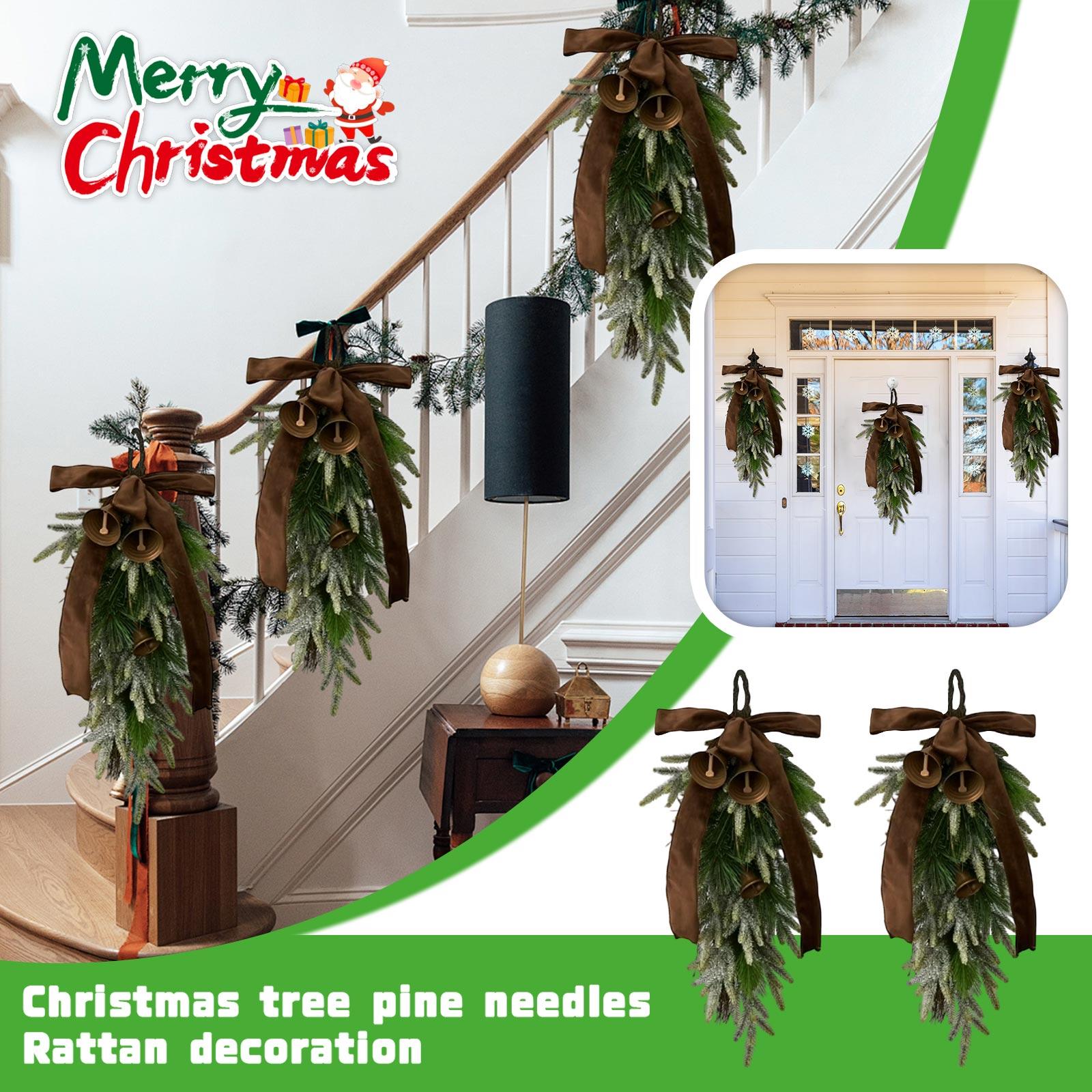 

70cm Christmas Door Decoration With Bells, Bows And One Size