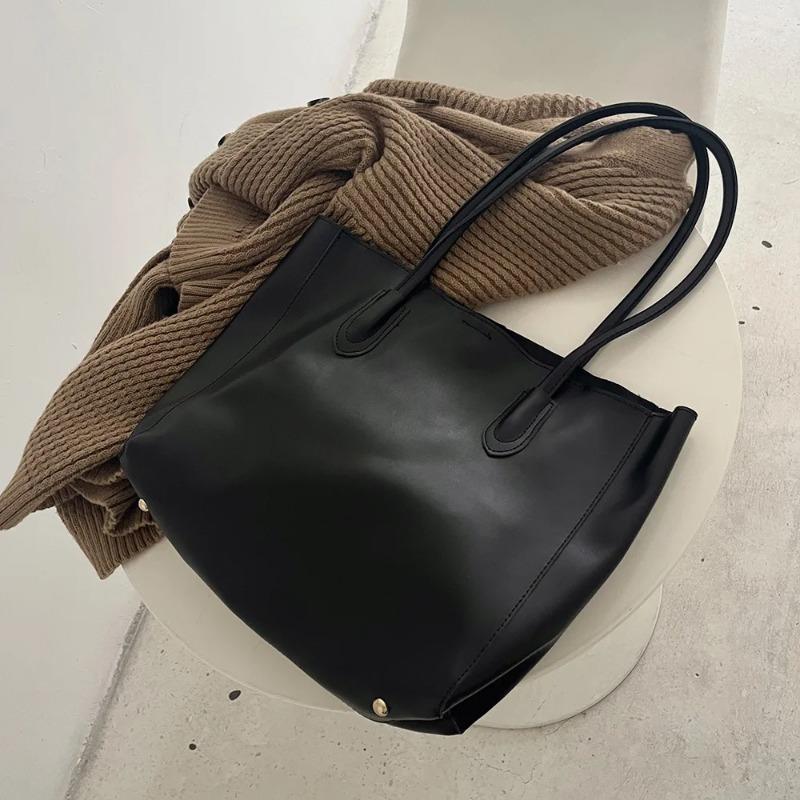 

Fashi Designer Luxury Brand Tote Bag For Women Simple Solid Lage Capacity Square Bag High Quality PU Leather Handbags 42X10X32CM чорний