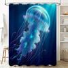 Stunning Blue Jellyfish Shower Curtain for Modern Bathrooms Waterproof Fabric with Fringe Design Perfect Decorative Touch