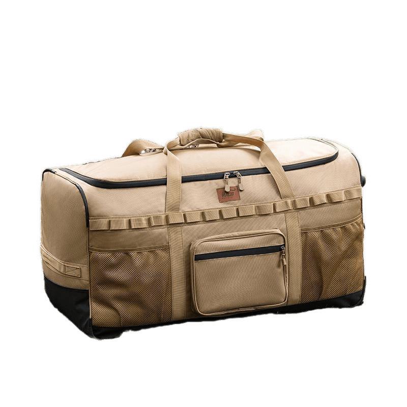 Khaki Multifunctional Wheeled Camping Backpack and Storage Bag - Large Capacity for Men