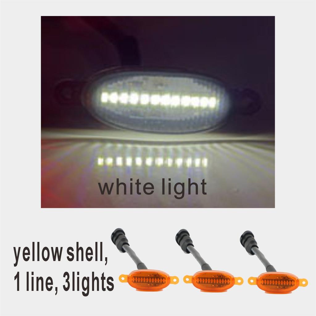Car LED center grille yellow light 12V 24V 10 lights waterproof grille flashing pickup truck modification center grille daytime