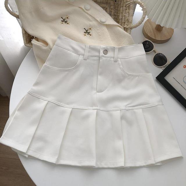 High Waist Patchwork Pleated Skirt Women's Pleated Skirt Anti-slip Suit Skirt