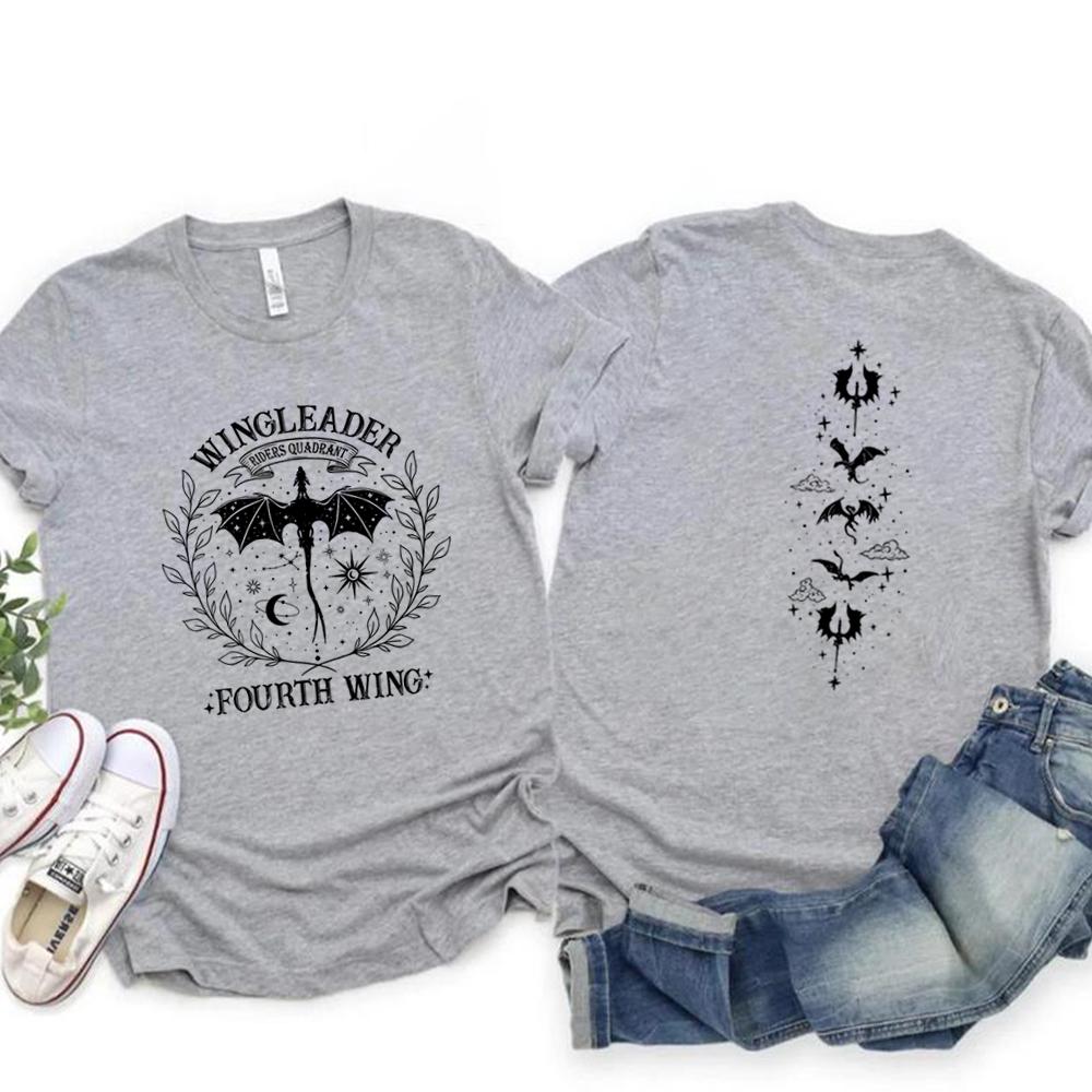 

Basgiath War College T-shirt Aesthetic Front and Back Priented Bookish Shirts Fourth Wing Tee Rebecca Yarros Top Readers Gifts S