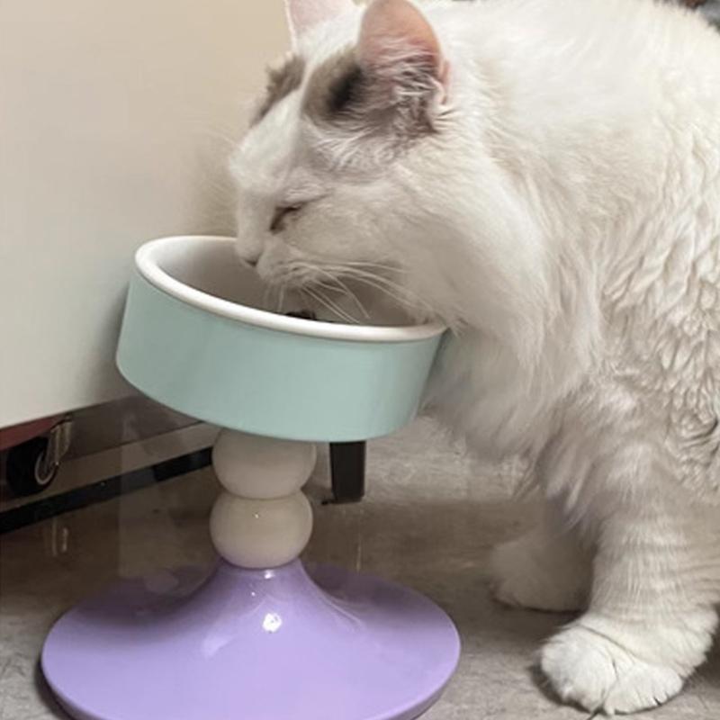 Elevated Cats Food Dish Adjusting Angled Ceramic Pet Bowl AntiSlip Design Food Feeders Bowl For Small Breeds Cats Indoor