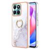For Honor X6a 4G Case with Ring Kickstand Marble Pattern Electroplating TPU Back Cover