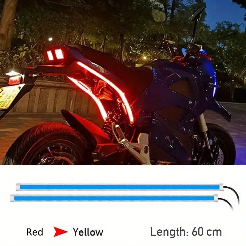 2pcs Motorcycle LED Turn Signal Lights Waterproof 60cm LED Strip Colorful Decoration Car Daytime Running Lights 12V