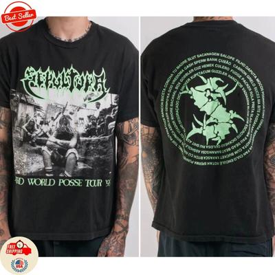 Sepultura Third World Posse Tour 91 Shirt Vintage Metal Band T-shirt Zwart