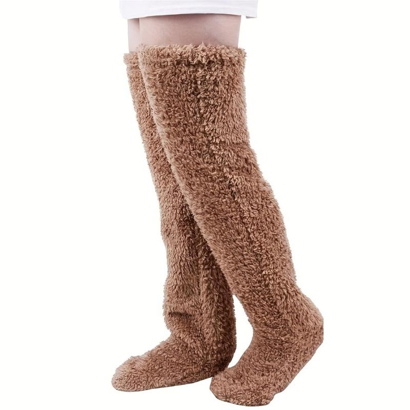 Over Knee Highs Fuzzy Socks Stockings Soft Warm 13 Colors Alternative for Winter and Autumn Cold Weather Heated your Leg