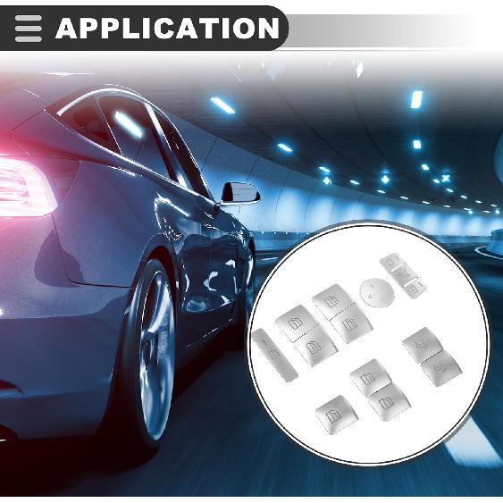 Motoforti Window Switch Button Trim Cover Sticker, Door Armrest Window Lift Switch Cover, for Benz B Class B180 2013-2017, ABS,Chrome Silver Tone