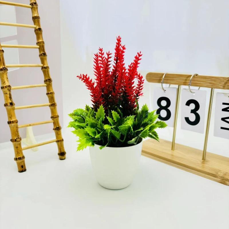 

Lavender Small Round Pot Bonsai Round Pot Artificial Flower Potted Plants, Artificial Plants and Green Plants for Home Decoration червоний