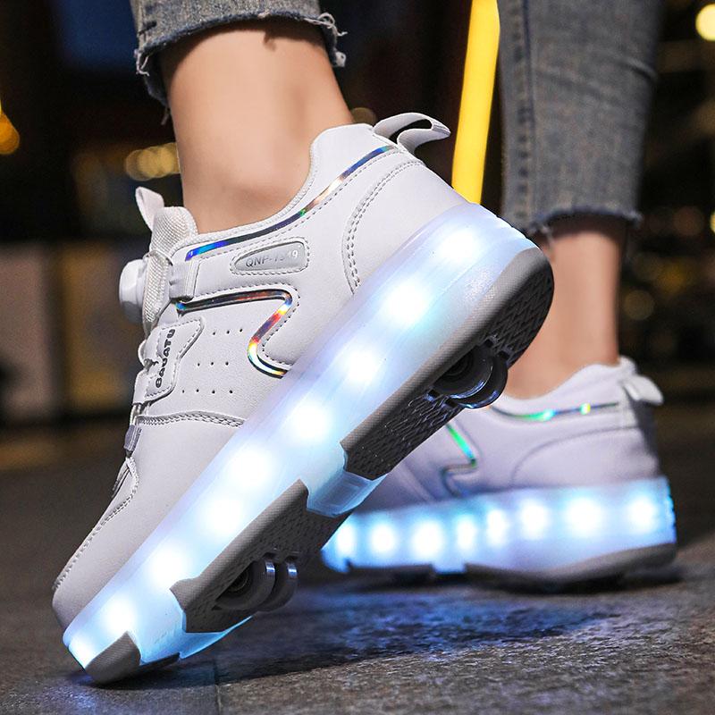 Kid's Luminous  Sneakers Sneakers Led Light Shoes Children's Kids Boys Girls USB Charging Glowing Wheels Parkour Roller Skate Shoes