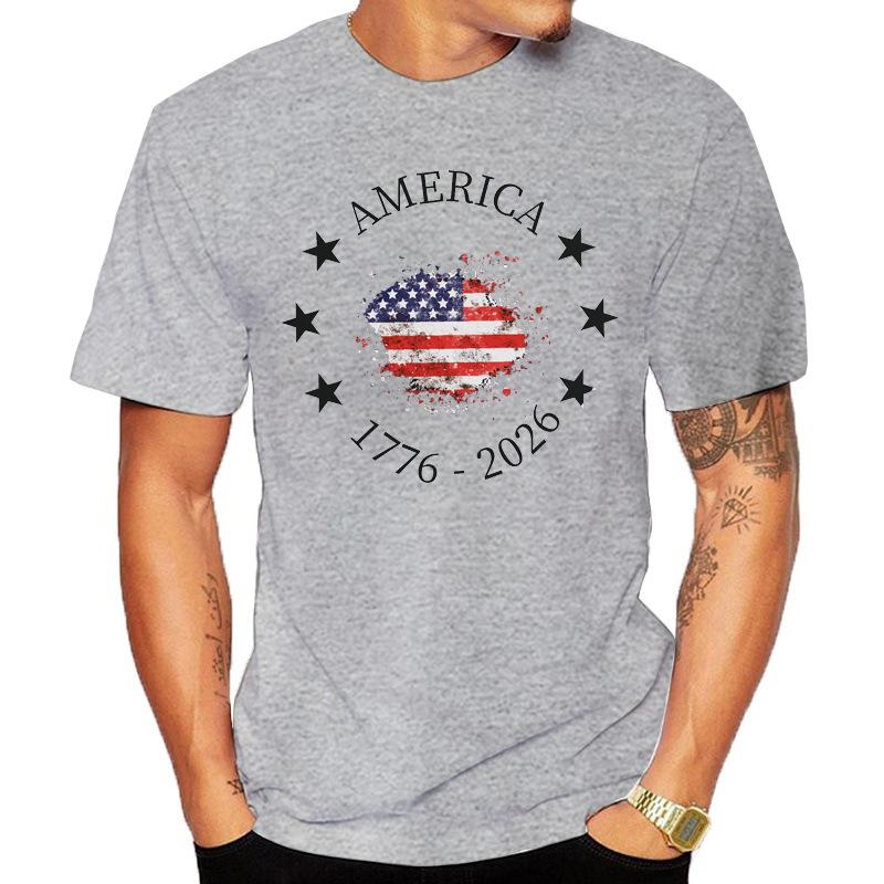 American 250th Anniversary Vintage Flag Print Tshirt Casual Loose Round Neck Short Sleeve Top Modal Comfortable Shirt