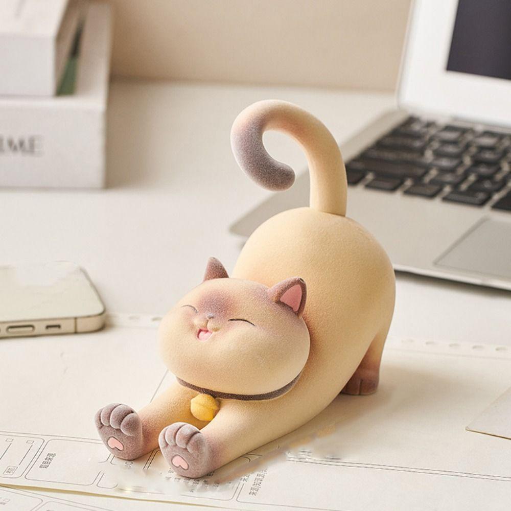 Multi-functional Cat Phone Stand Resin Cat Desk Lazy Bracket  Smart Phone Display