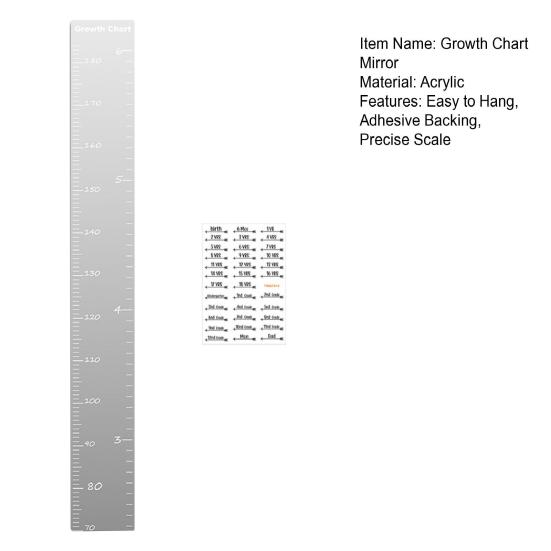 1 Set Kids Growth Chart Mirror Dry Erase Board Children Room Nursery Bedroom Baby To Adults Boys Girls Wall Hanging Splicing Height Measurement Ruler