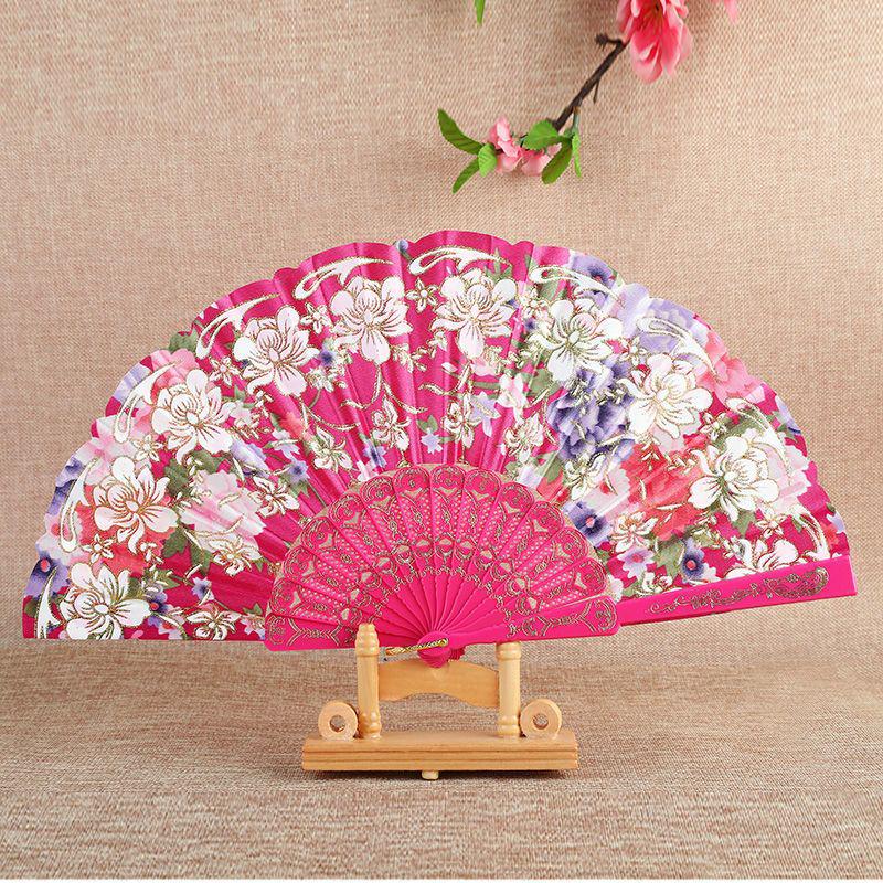 Silk Chinese-Style Folding Fan: Cheongsam, Hanfu, Dance, Wing Chun, Photography Prop