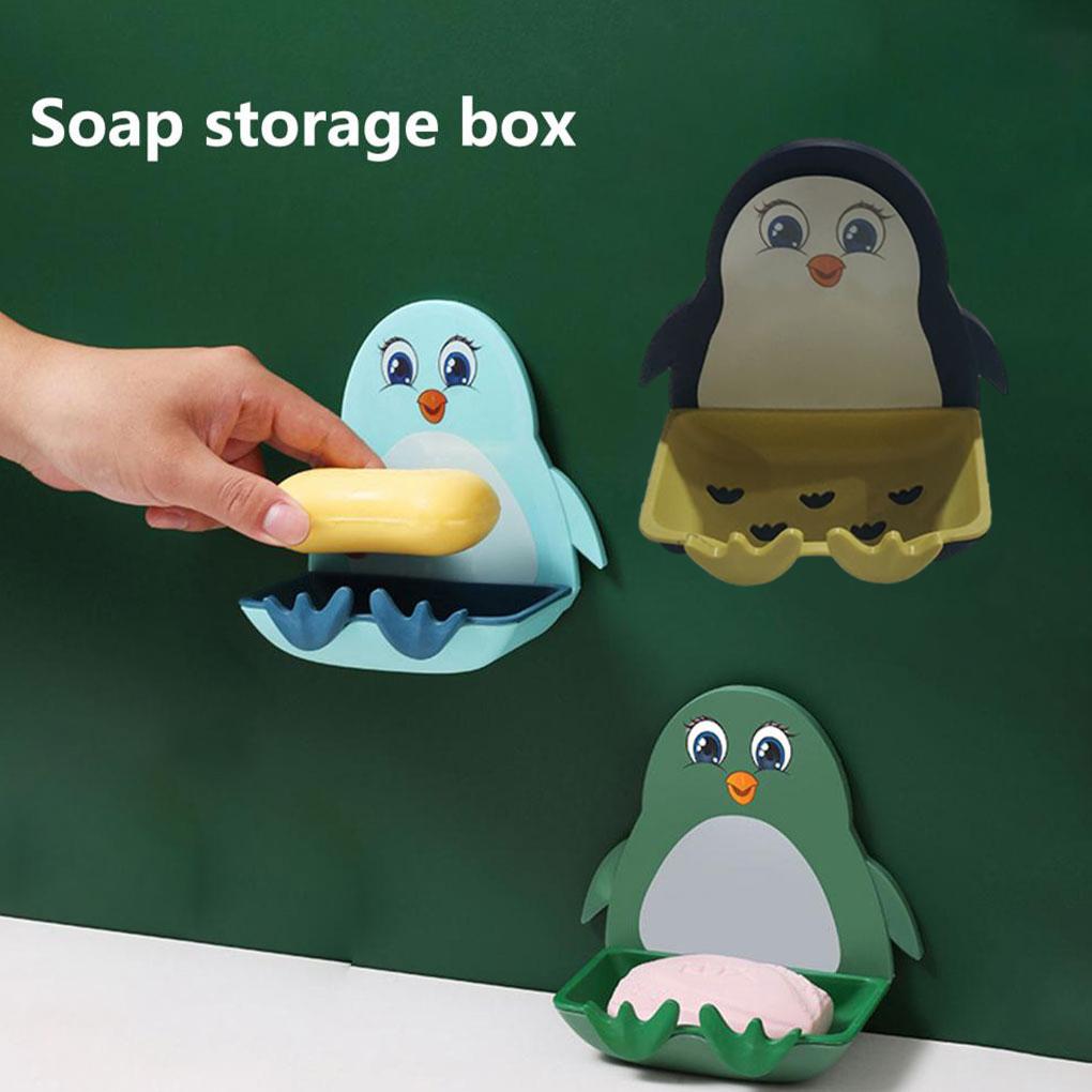 Cute Penguins Waterproof Travel Soap Box Case Bathroom Holder Dish Portable for Shower Home Hiking Accessories
