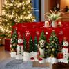Christmas Cute Pet Snowman Round Tablecloth, Family Party Table Decorative Cloth, Warm Winter Atmosphere Layout