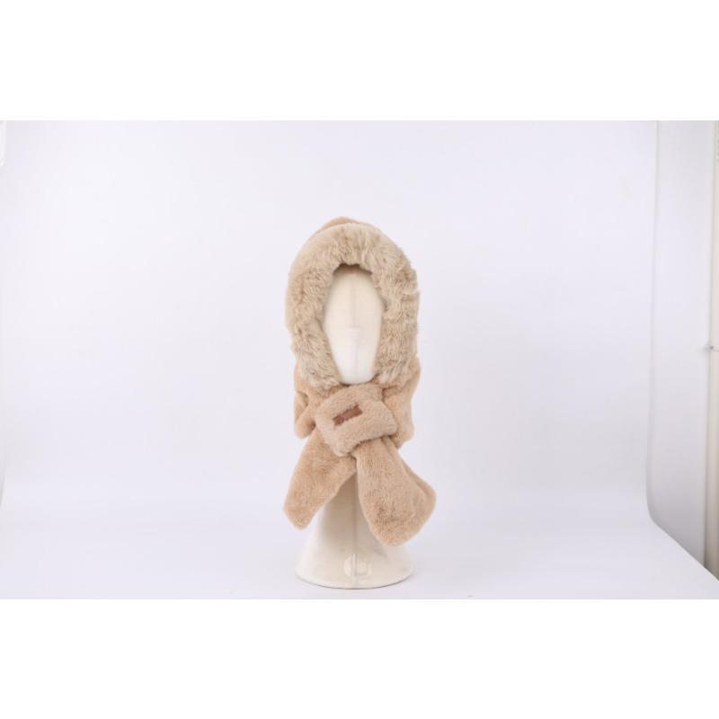 Plush hat women's new winter plush thickened warm bag head hat neck scarf hat integrated