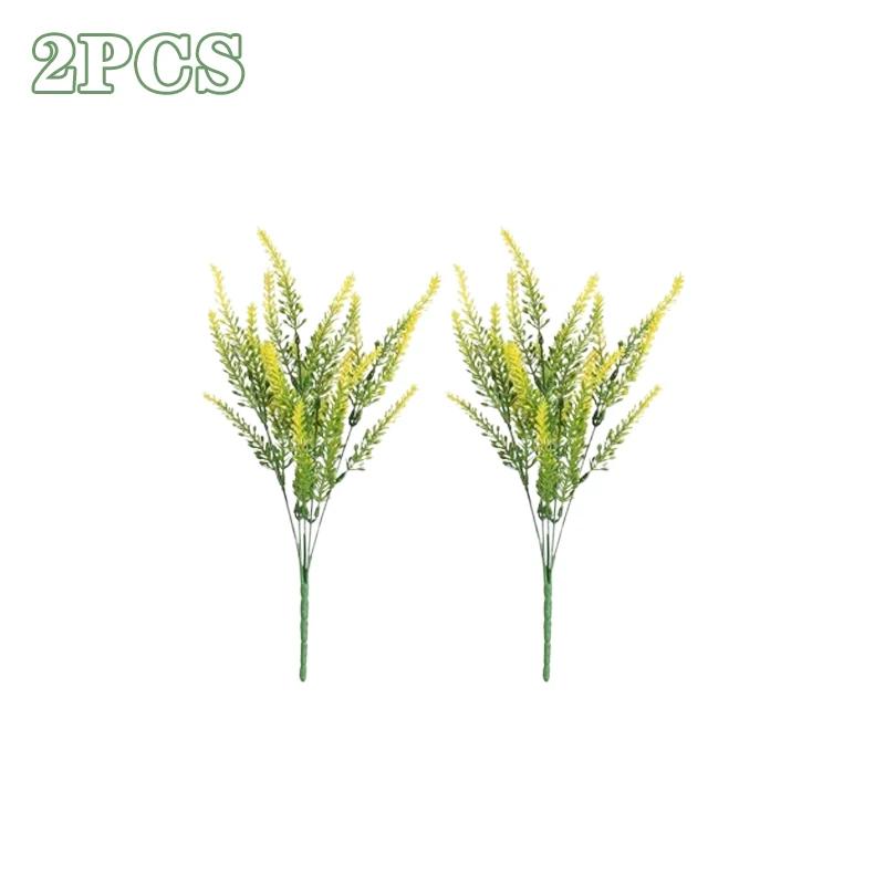2-16PCS 5 Prong Lavender Artificial Flowers UV Resistant Fake Plant for Outdoor Garden Decor Faux Plastic Flower Home Decoration