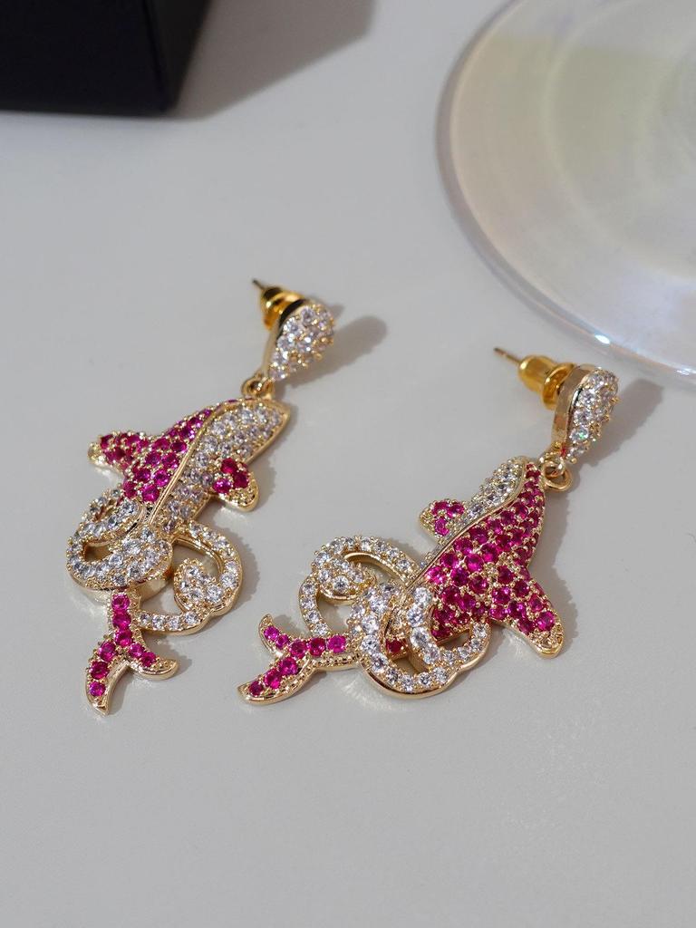 Dolphin Zircon Micro-Pavé Vintage Earrings: Luxurious & Retro High-End Jewelry for Women