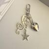 Handsome Metallic Key Holder Artistic Silver Tone Accessory Star Heart Musical Note Pendant Keychain Charm