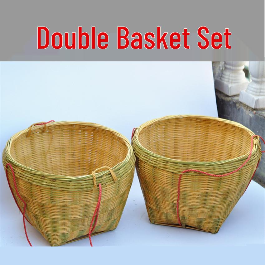 Zhuang Large Bamboo Woven Multi-Use Basket: Rice Washing, Grain Storage, Winnowing, Fruit Display, Event Decor