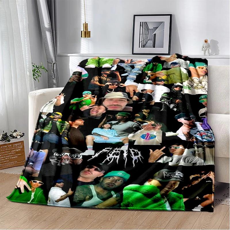 Miękki pluszowy koc 3D Feid Ferxxo Muzyka Hip Hop Pop, Koc flanelowy do salonu sypialni łóżka sofy piknikowy pokrowiec