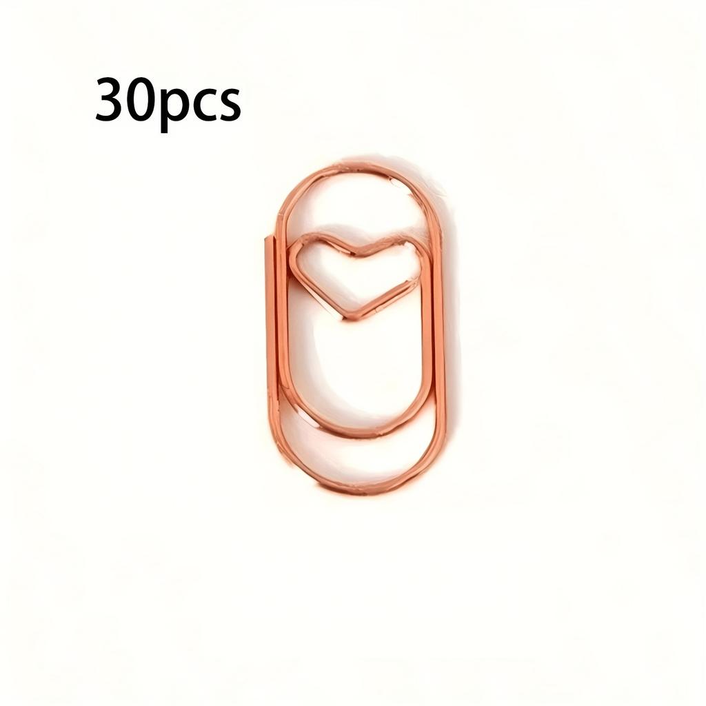 30Pcs Mini Heart Paper Clip - Gold Metal Office Supplies, Decorative Folder Clip,