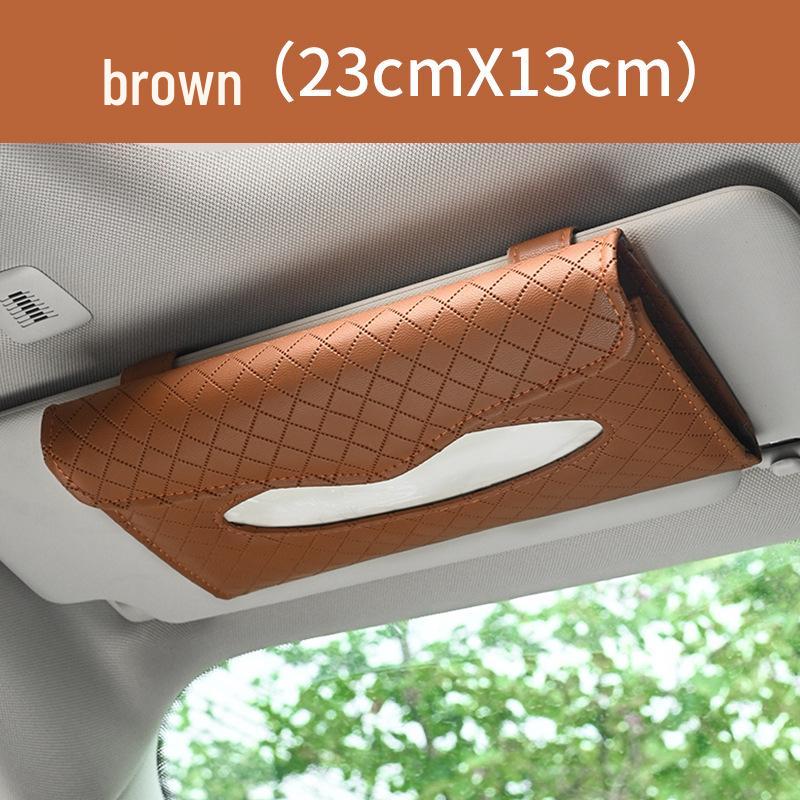 Diamond-Inlaid Leather Car Tissue Box Visor & Seat Back Holder
