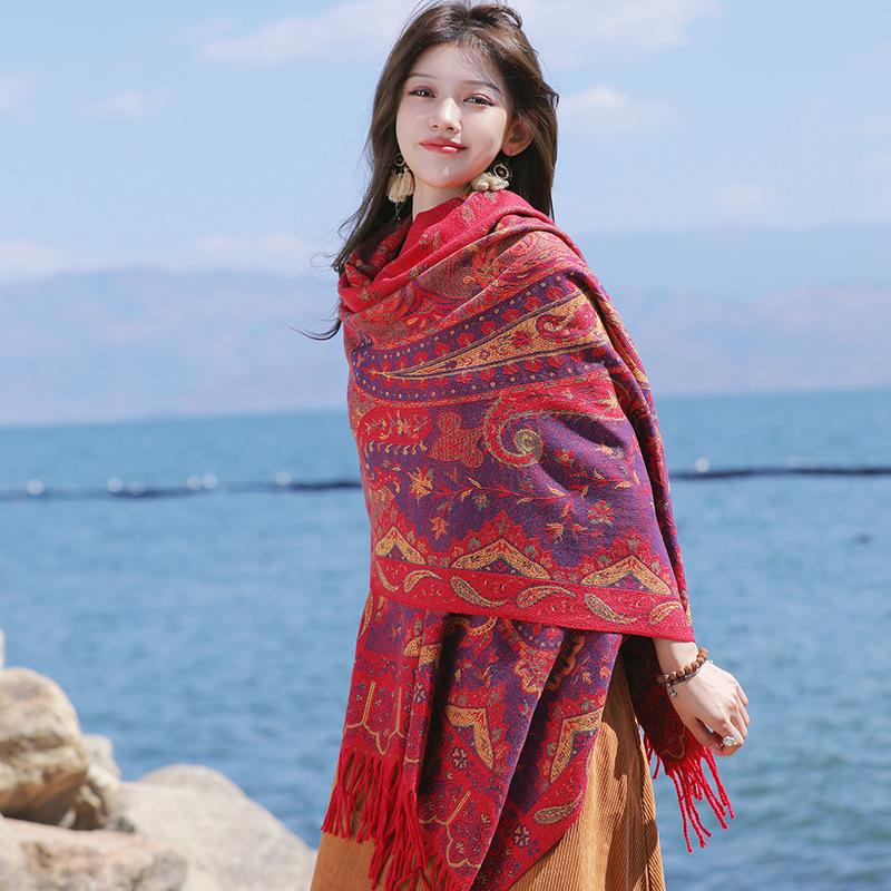 70 * 190cm Autumn And Winter New Women'S Solid Color Versatile Simple Tassel Imitation Cashmere Double-Sided Scarf Warm Scarf Atmosphere Shawl