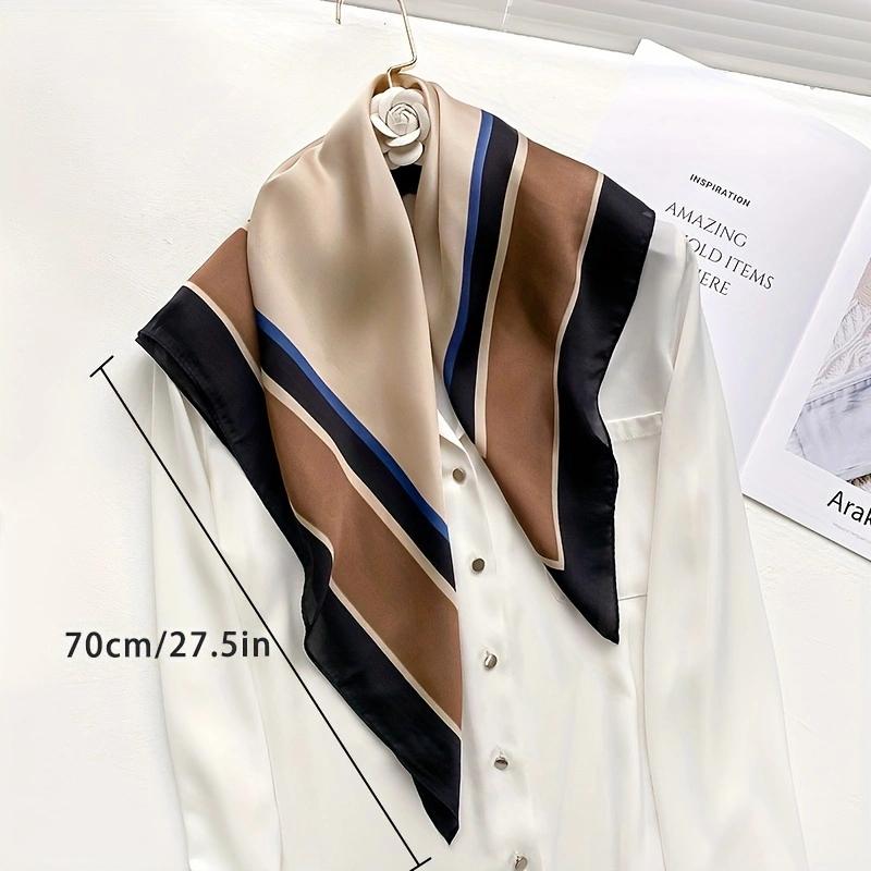

1pcs 90cm Solid Color Geometric Patchwork Printed Square Scarf for Women Imitation Silk Simple Versatile Kerchief Scarf Shawl