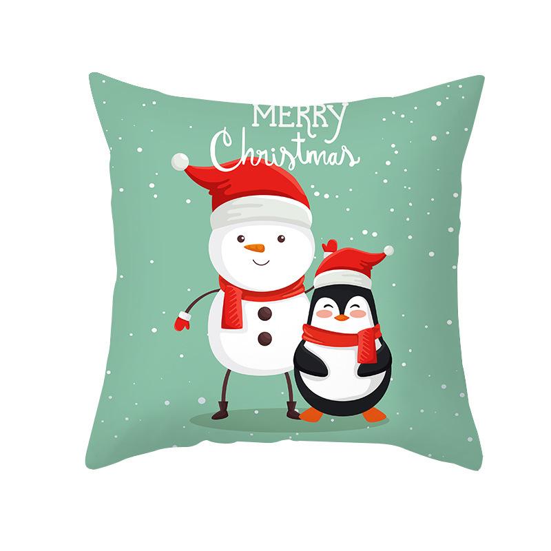 Cartoon Print Christmas Pillow Cover Office Sofa Cushion Pillow Cover Cross-border Home