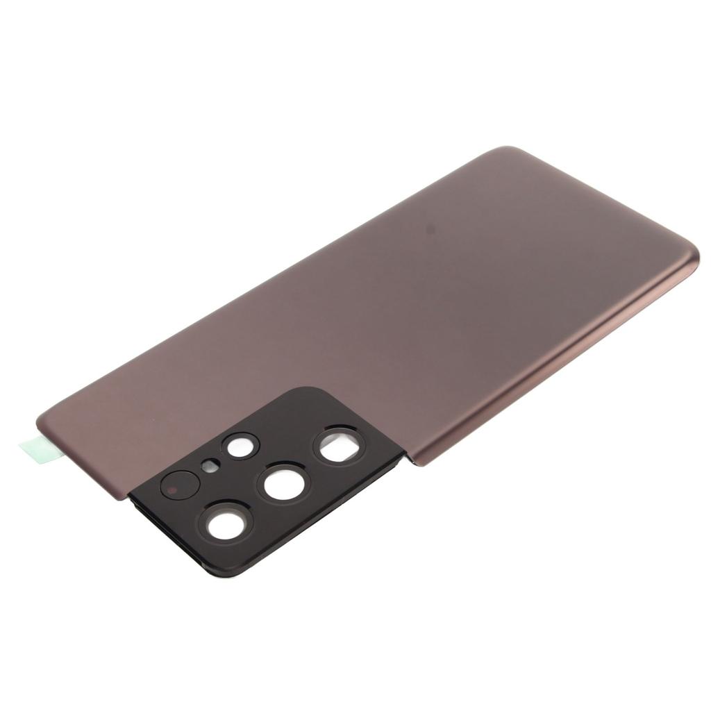 Back Glass Cover Replacement With Pre Installed Camera Lens and Tape Parts Replacement for Galaxy S21 Ultra Brown