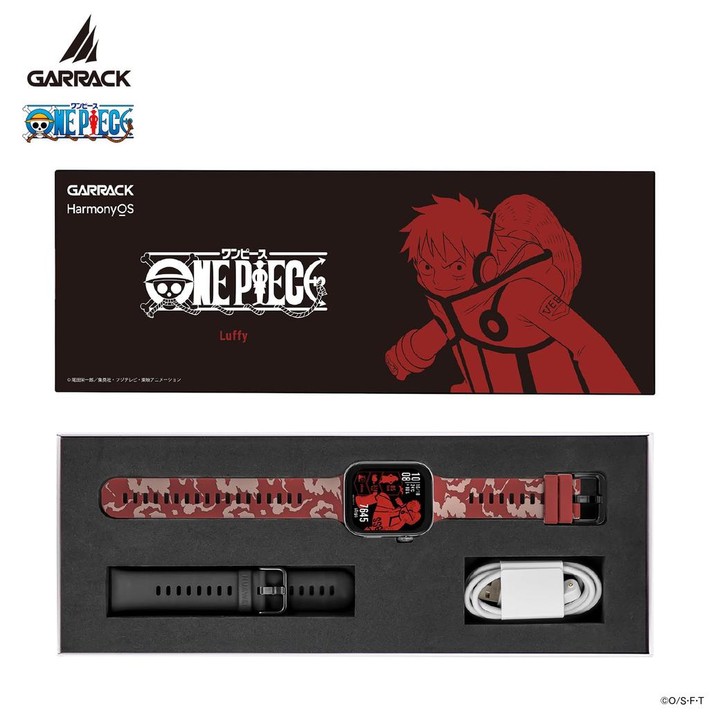 Relógio GARRACK Colaboração One Piece, Modelo Luffy, Movimento a Quartzo, Resistência à Água 5 ATM, AMOLED, Mostrador Vermelho, HUC-OP-FT3-L, Masculino [Autêntico]