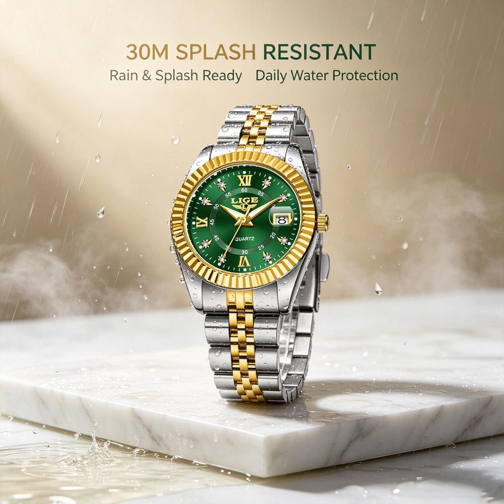 LIGE New Fashion Luxury Woman Watch Water Diamond Date Woman Watch Elegant High Quality Quartz Women's Watchesreloj hombre reloj