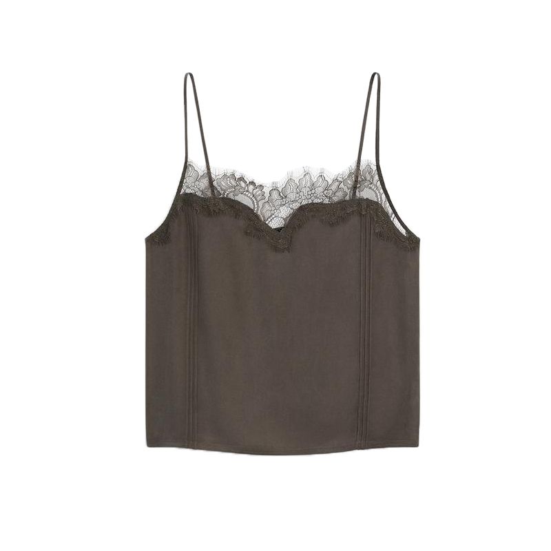 Spring New Women's Clothing Fashionable Bandage Dress Inner Match Sexy Lace Edge Camisole with Narrow Straps Tops 5139839