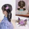 2 Pcs Butterfly Hair Clips Colorful Shiny Flying Butterfly Hairpin with Soft Hairball for Girls