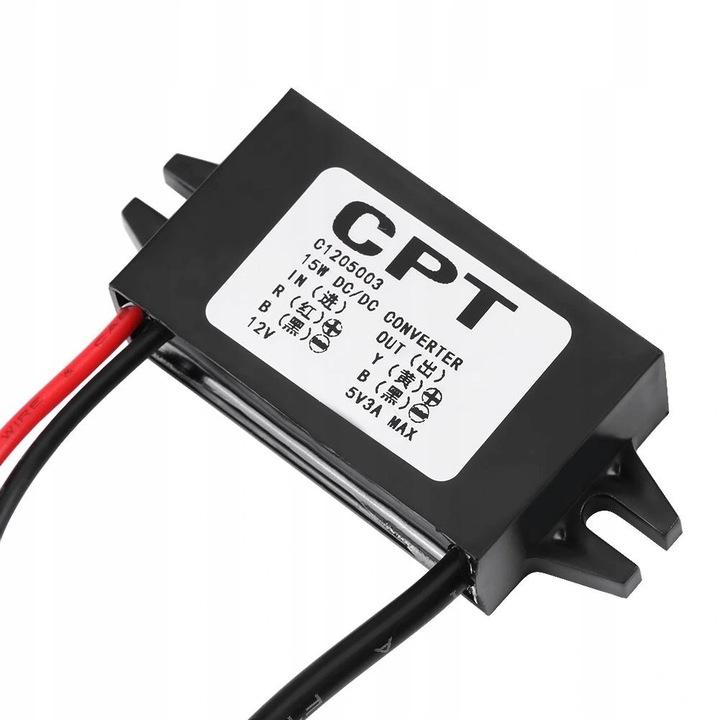 Przetwornica Dc - Napięcia Konwerter 12V-5V 3A Usb Dc-Dc Step-Down