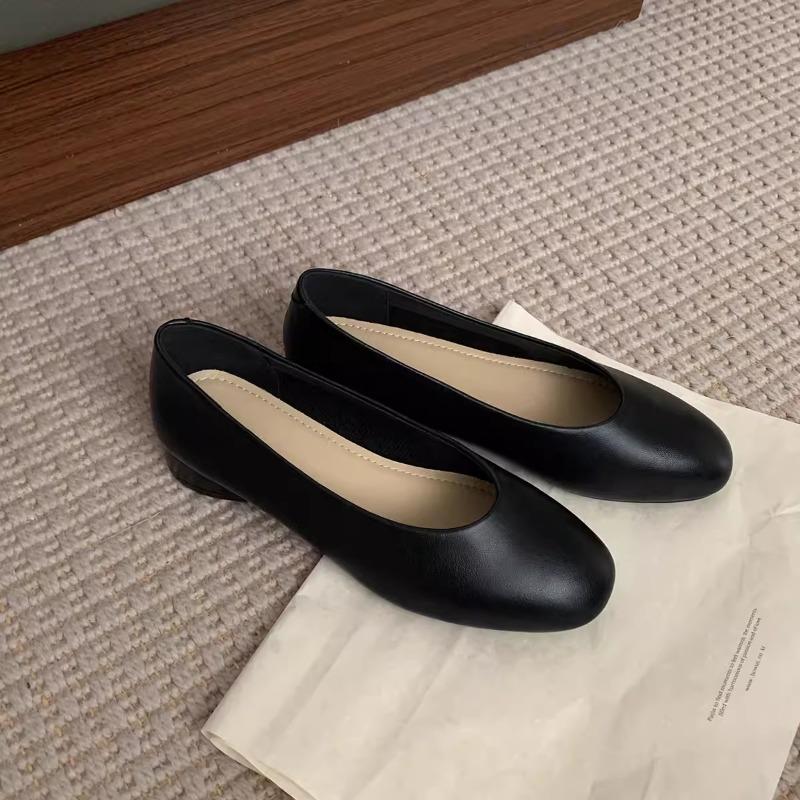 Super soft lambskin high heels women can step on heels shallow leather single shoes commuter work grandma shoes
