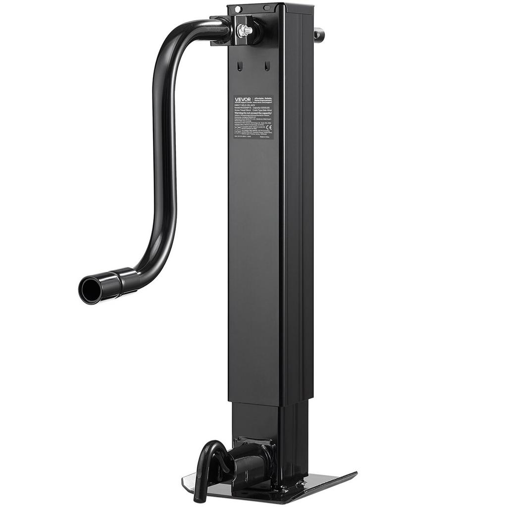 Heavy-Duty Trailer Jack, 5443 kg Load Capacity, Sidewind Square Direct Weld-on Trailer Jack with Handle Crank, Adjustable Drop Leg, 674 mm Travel for