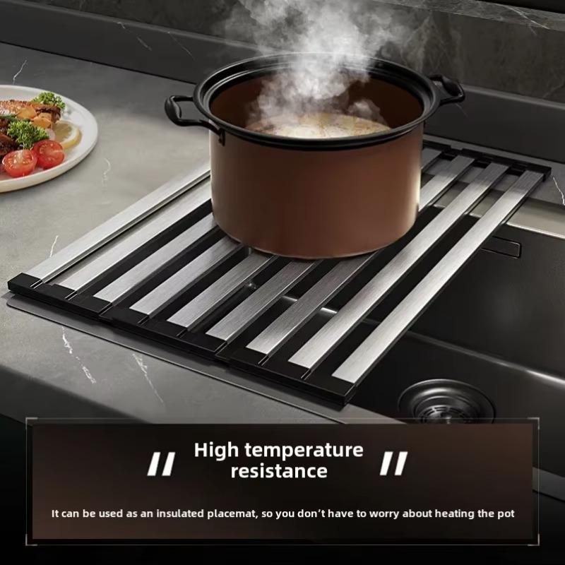 1pcs Kitchen Sink Draining Rack 304 stainless steel Square Tubes Dish Rack Can Folded Fruit And Vegetable Dishes Filter Shelf