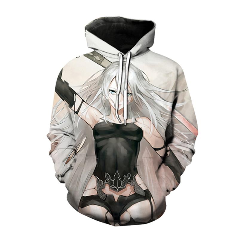 Nier Automata Hoodies Anime Game 3D Print Sweatshirt Men Women Fashion Oversized Hoodie Harajuku Pullover Coat