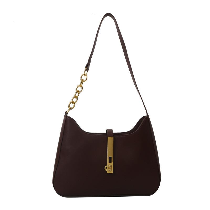 

Trendy 2023 Winter New Pure Color Pu Underarm Bag French Style Shoulder Bag For Women коричневий
