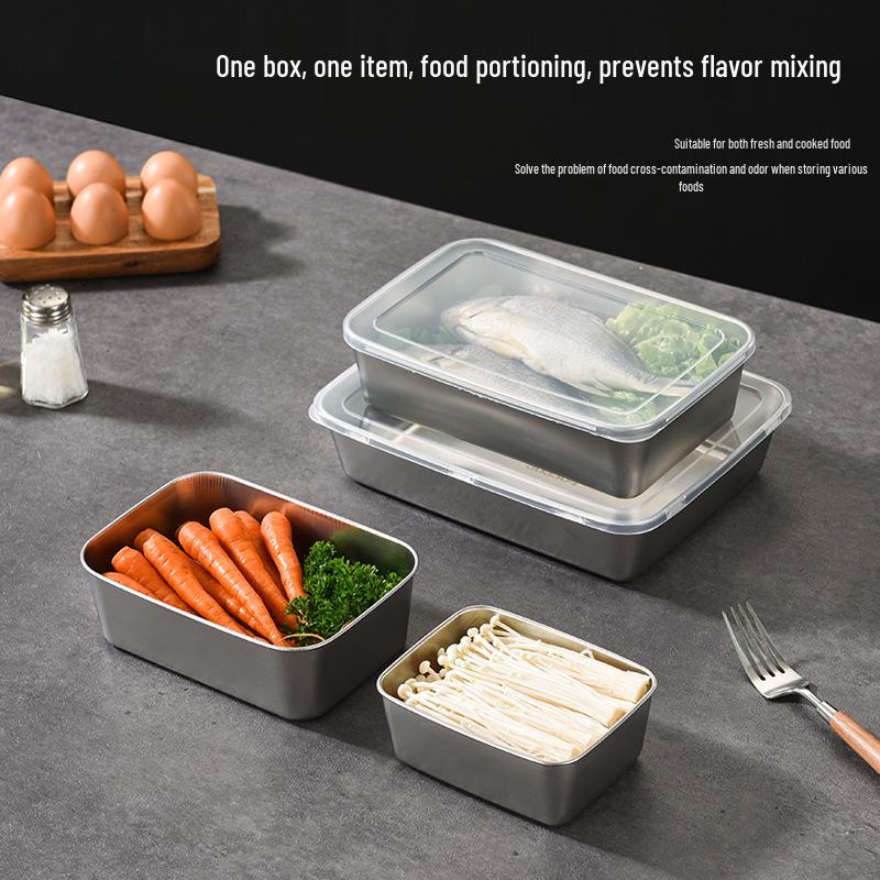 Stainless Steel Rectangular Food Storage Box with Lid