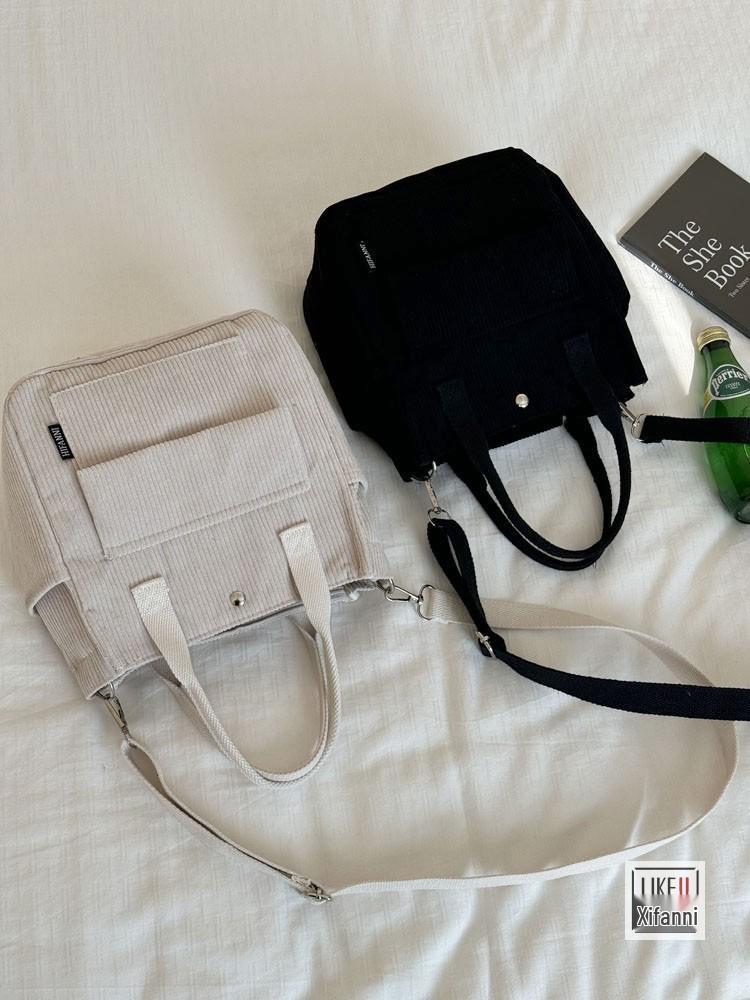 Original Multi-Pocket Corduroy Messenger Tote Bag - Versatile Handheld Student & Lunch Bag