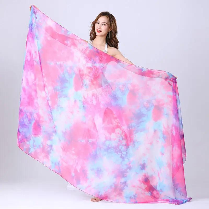 Bellydance Faux Silk Women Scarf Shawl Dance performance Stage Dyed Color Veil DIY Fabric Sewing Craft Clothing Supplies