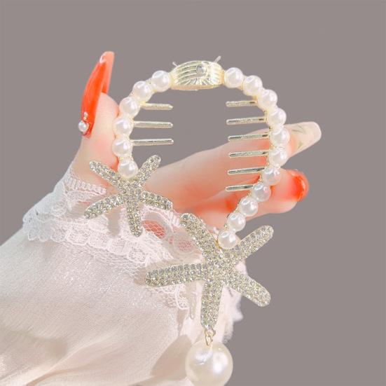 Elegant Flower Faux Pearl Tassel Hair Claw Shining Rhinestone Hair Clip Women Hair Barrette Girl Bun Hair Holder Fringe Hairpin Jewelry Hair