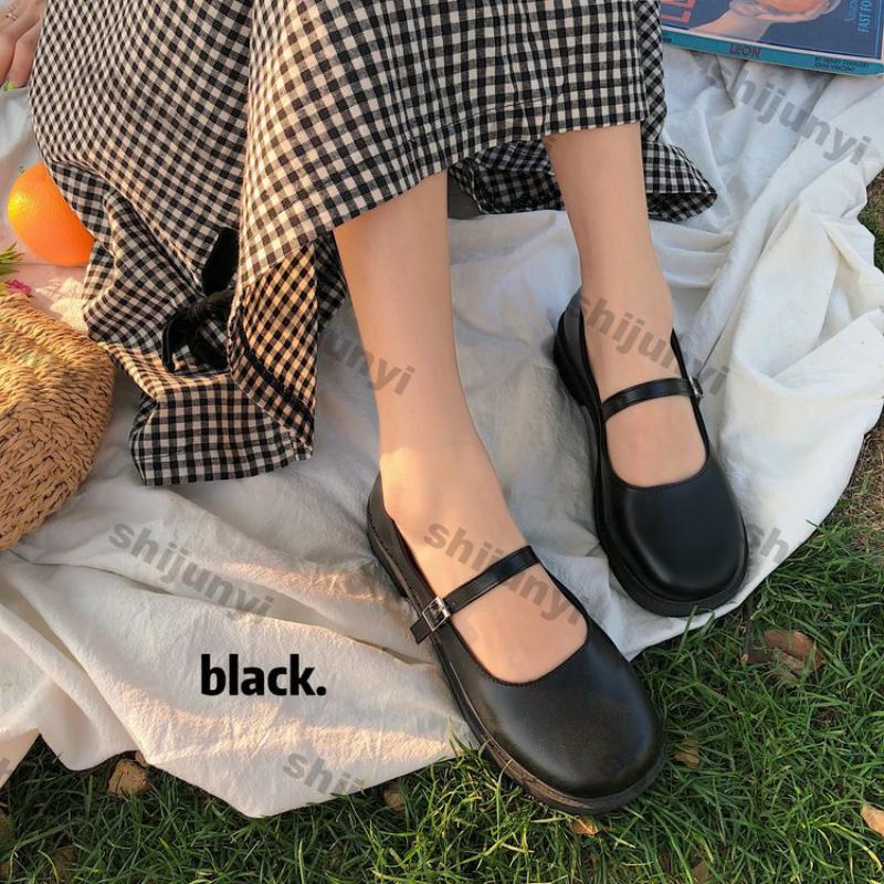 Fashion Women Single Shoe Spring New Red Flat Sole Mary Jane Shoe Leisure Comfortable Leather Square Toe Slip-on Shoes Zapatos Mujer