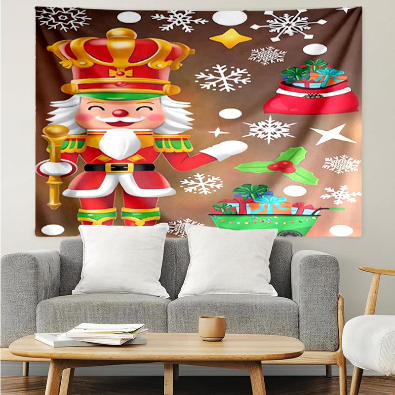Christmas Print Tapestry, Backdrop, Easy Setup, Ideal for Bedroom, Office & Living Room, with Aesthetic Wall Hanging Decor.